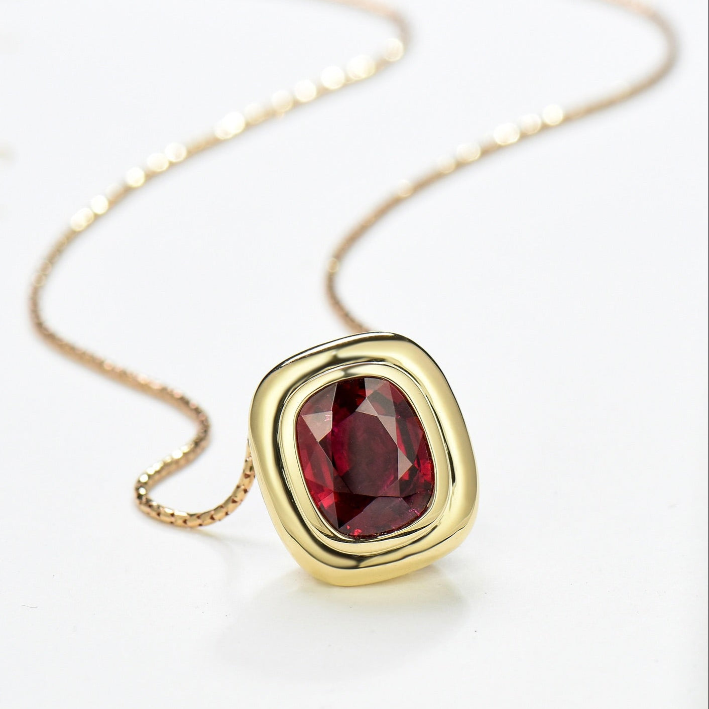 One of a Kind 18K Gold Rubellite Tourmaline Necklace