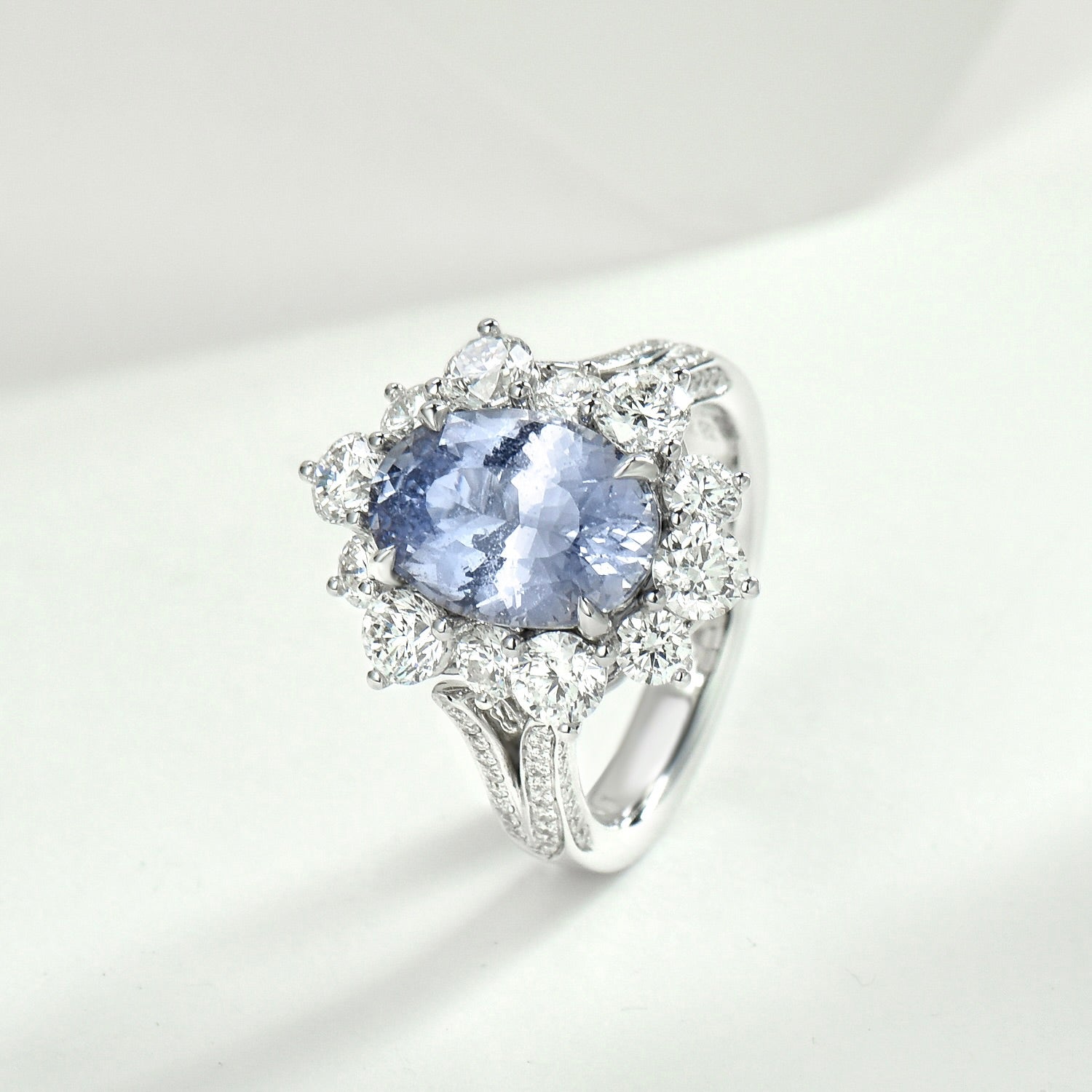 One of a Kind Light Violet Sapphire and Diamond Ring