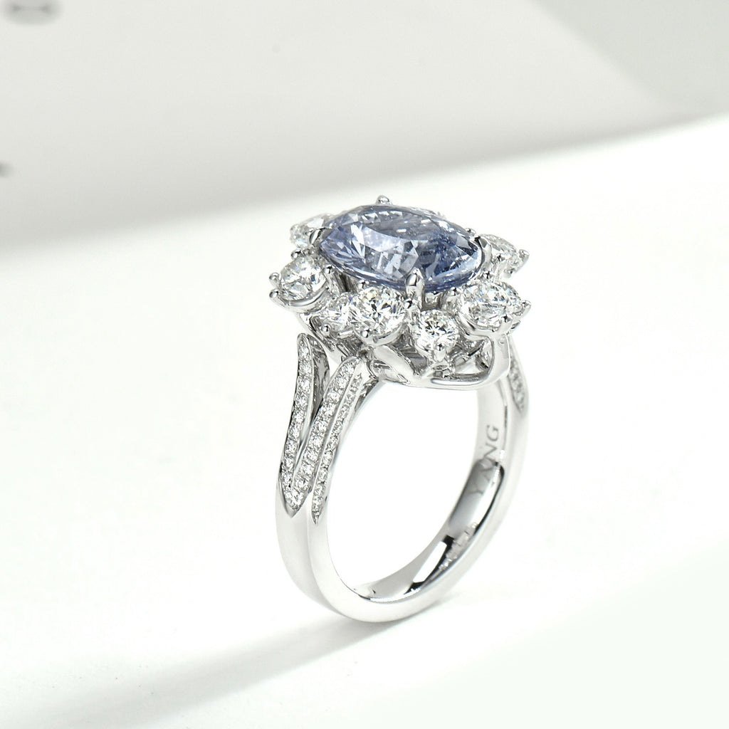 One of a Kind Light Violet Sapphire and Diamond Ring