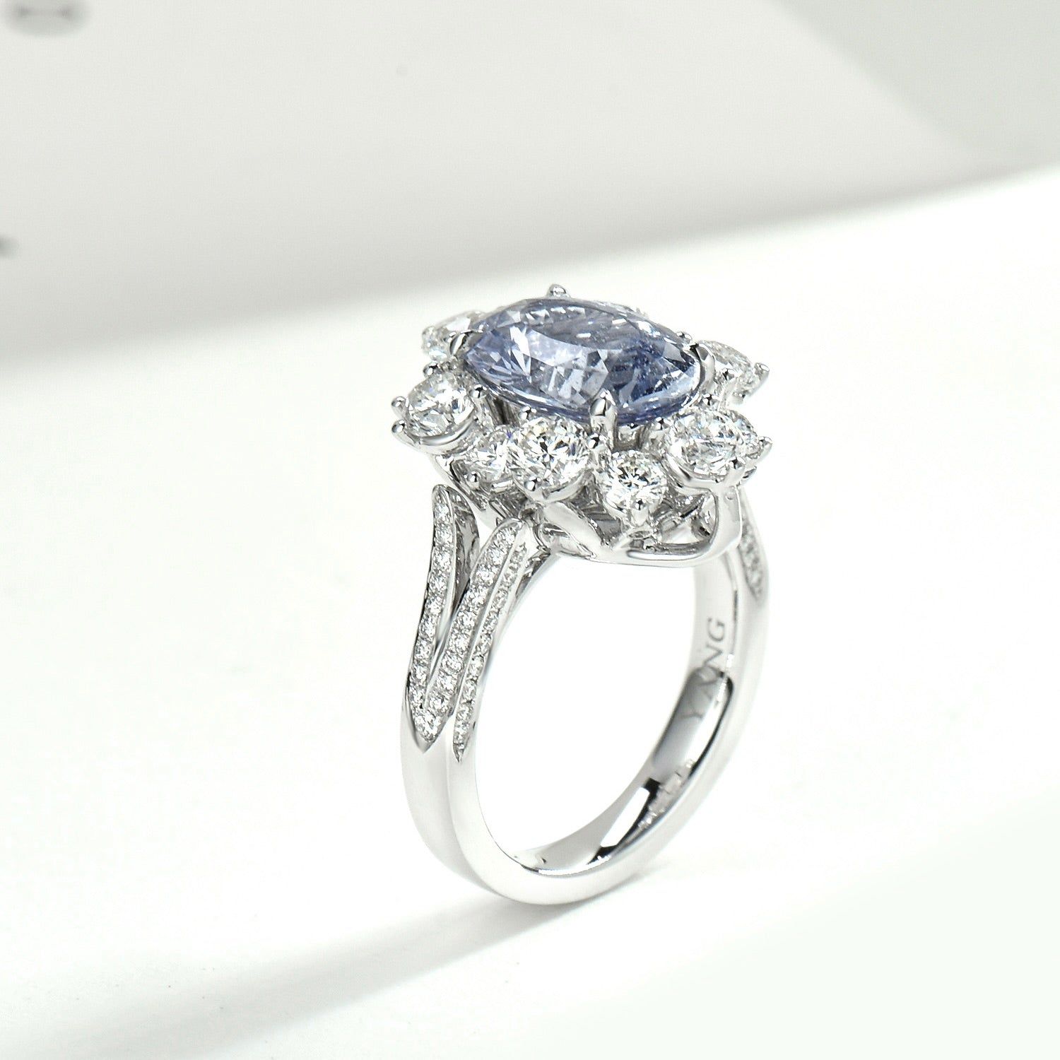 One of a Kind Light Violet Sapphire and Diamond Ring