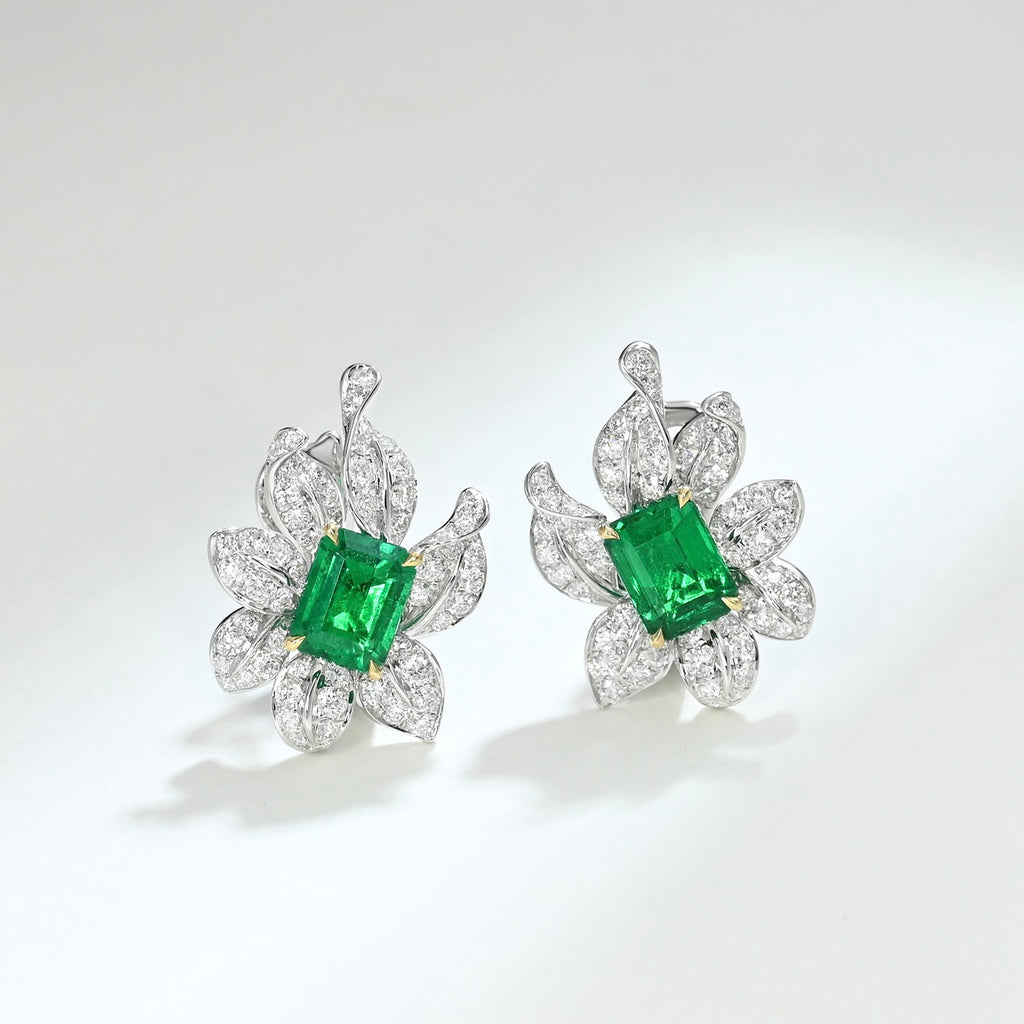 One of a Kind Emerald and Diamond Earrings