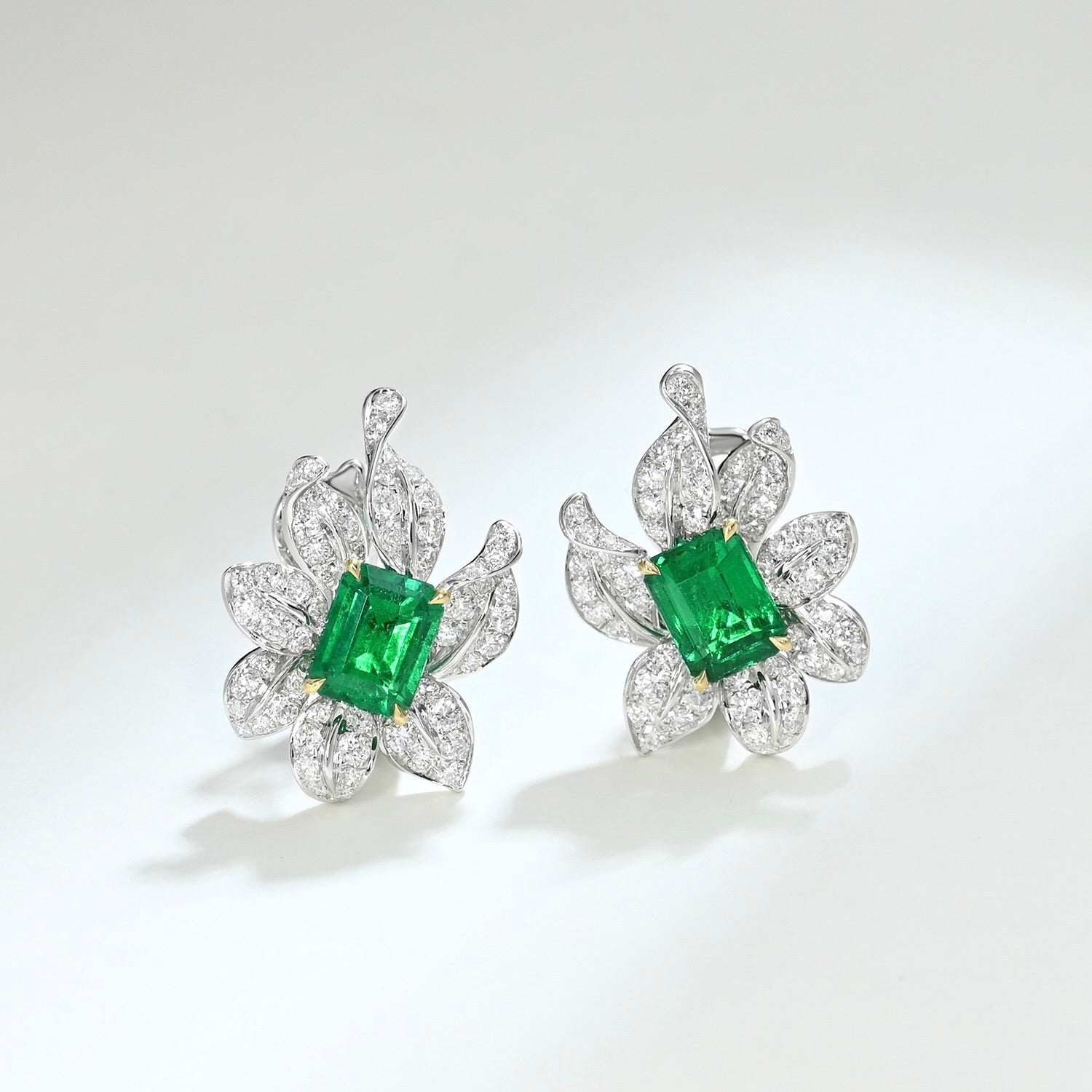 One of a Kind Emerald and Diamond Earrings