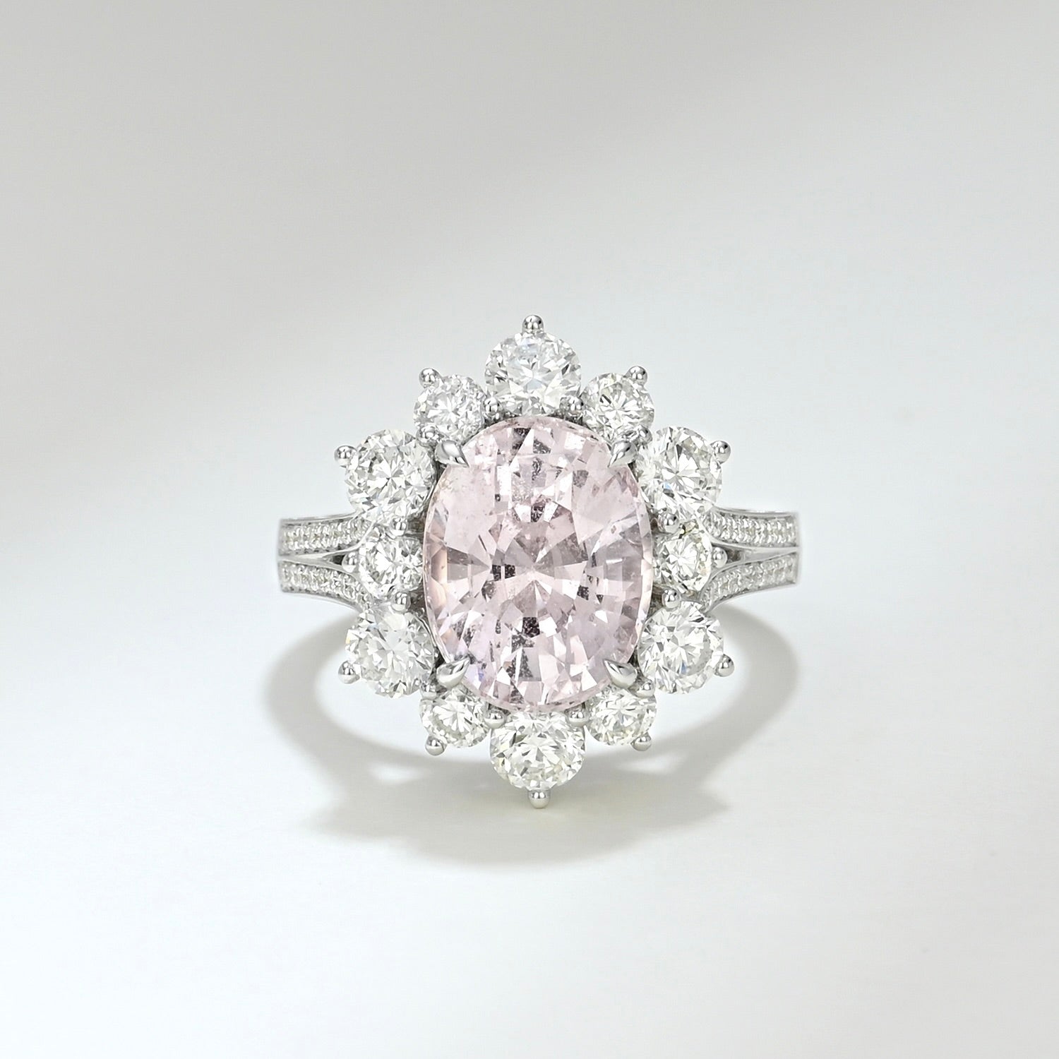 One of a Kind Peach Sapphire and Diamond Ring
