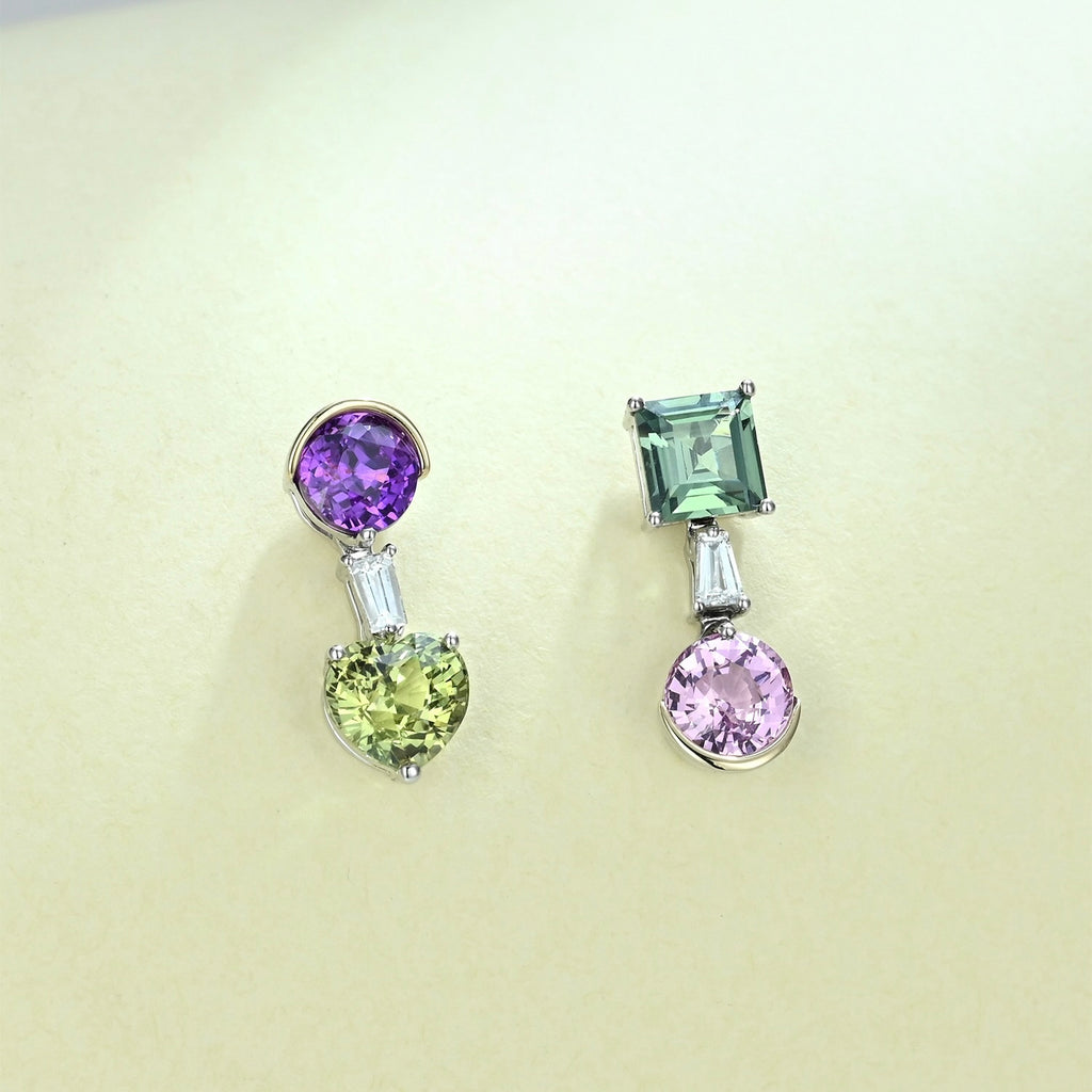 One of a Kind Multi-gemstone Sapphire Earrings