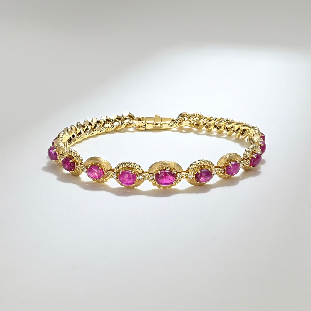 One of a Kind 18K Yellow Gold and Ruby Bracelet