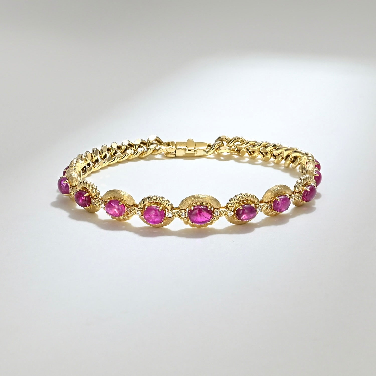 One of a Kind 18K Yellow Gold and Ruby Bracelet