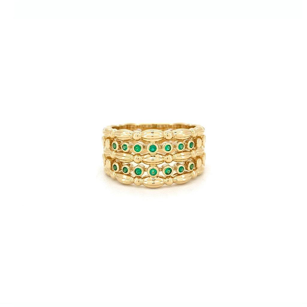 Double Layer Emerald 18K Yellow Gold