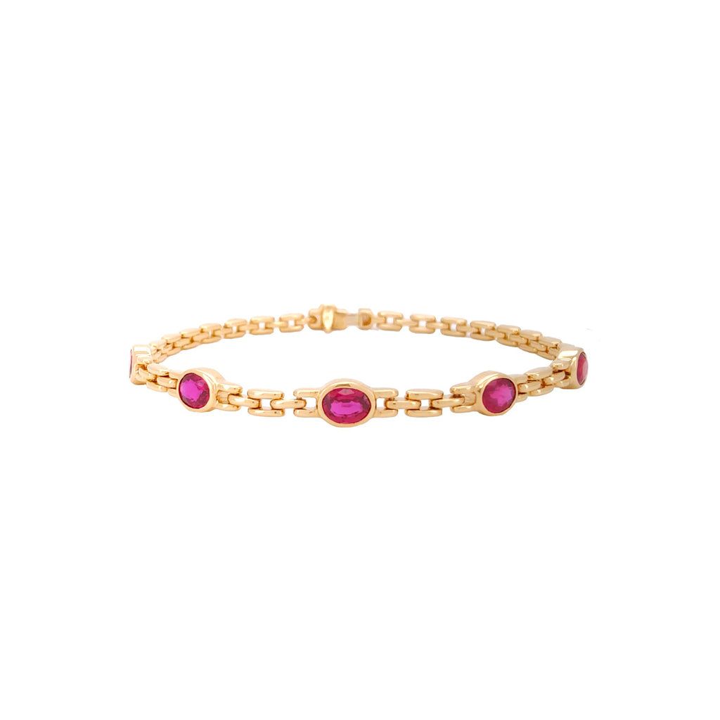 Ruby Chain Bracelet 18K Yellow Gold