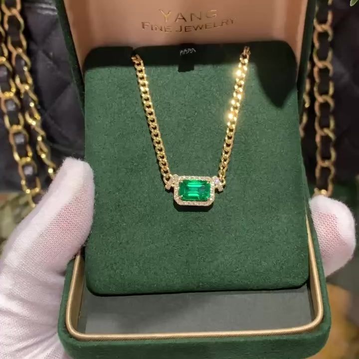 One of a Kind 18K Gold Emerald and Diamond Necklace