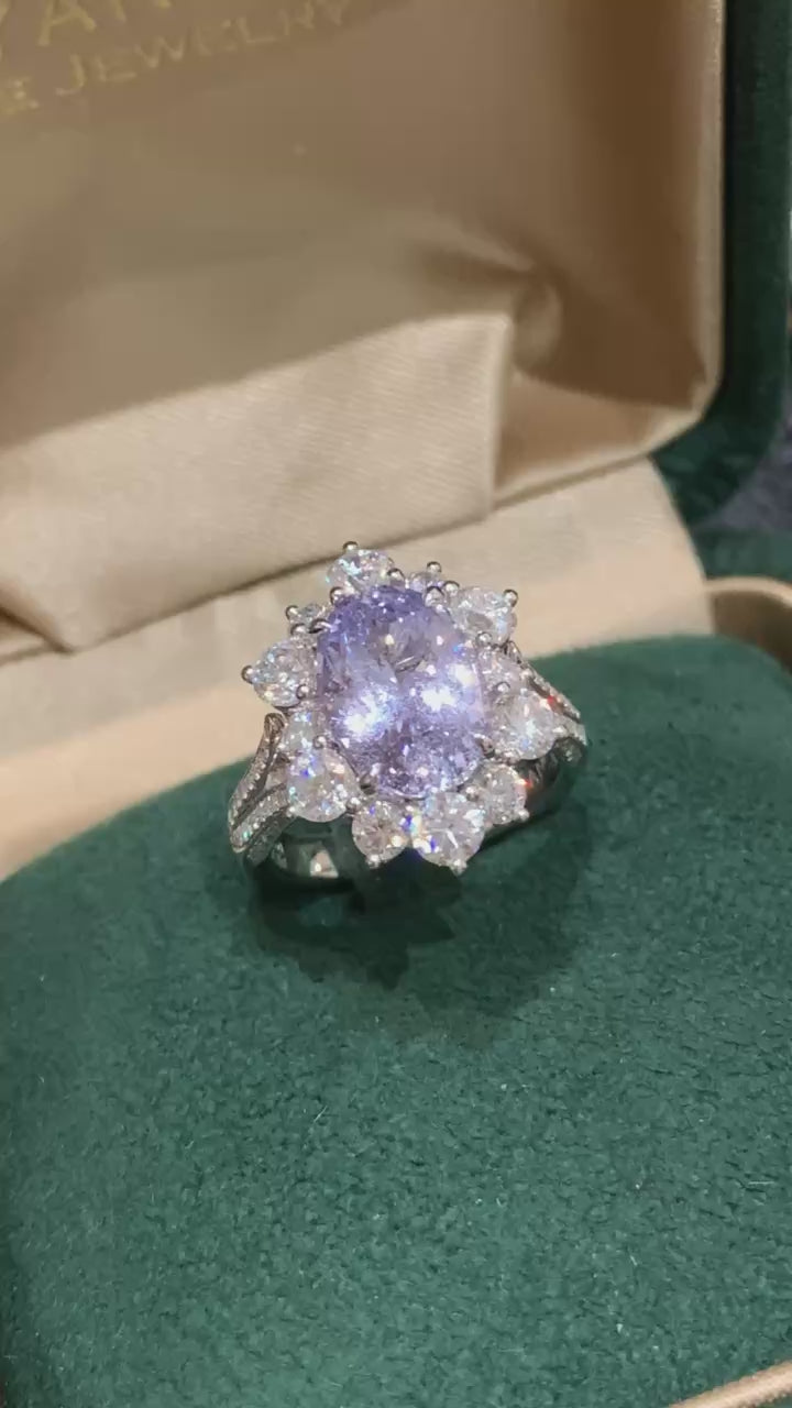 One of a Kind Light Violet Sapphire and Diamond Ring