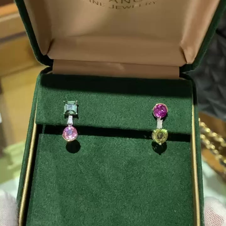 One of a Kind Multi-gemstone Sapphire Earrings