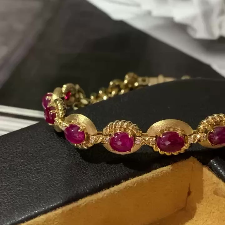 One of a Kind 18K Yellow Gold and Ruby Bracelet