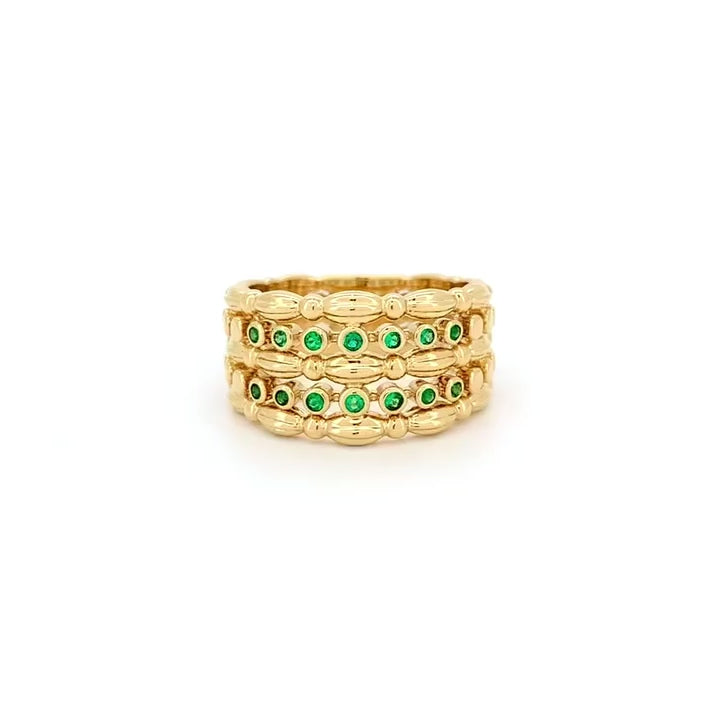 Double Layer Emerald 18K Yellow Gold