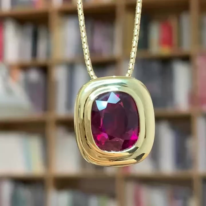 One of a Kind 18K Gold Rubellite Tourmaline Necklace